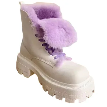 SYNXDN 2021 Inverno Outono Mulheres sapatos de Senhoras Martin botas de Laço e Zip PU de Couro Botas de Salto Quadrado de 4,5 cm de Botas Femininas venda \ Botas Femininas > Hop-on-tours.pt 11