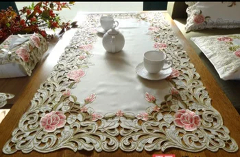 60*120cmPink rosa Elegante Bordado Corredor da Tabela Pastoral Tecido de toalha de mesa de Chá, de Luxo esteira de Tabela tabela Tampa para a decoração 2