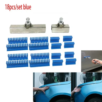 18X Paintless Dent Remoção de Extrator de Guias Dentes Kit de Ferramentas com Bastões de Cola para Grande Reparação de Mossas de Carro do Corpo de Granizo Azul
