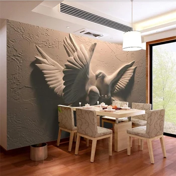Papel de parede personalizado 3D estéreo foto murais em relevo flying pigeon papel de parede, PLANO de fundo, pintura de parede mural 3d papel de parede 2
