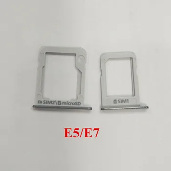 10Sets/Série Prata Bandeja do Cartão SIM do Suporte + Micro SD Ranhura Adaptadores Para Samsung Galaxy E5 E500 E7 E700 Peças de Reparo 1