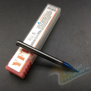 YFT Raio de 0.5 mm fresa Router Pouco Fresa 2-lâmina HRC 60 Haste de metal duro Metal do Aço de Tungstênio da CNC 1