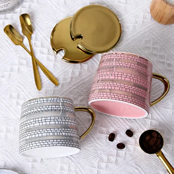 Criativo xícara de café de decoração casal tabela xícara de chá de requintado porcelana presente cerâmica vidrada aderência escritório de design 2