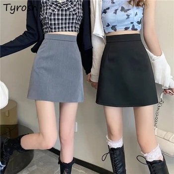 Mulheres de Mini Quadril, Saias de Todos-jogo Sólido de Cintura Alta Moda Verão Uma linha Vintage Chic coreano Estilo Streetwear Ulzzang Faldas Novo 1