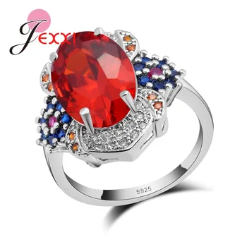 Charme, 925 Anéis de Prata Esterlina Para as Mulheres Bijoux Coloridas de Cristal Envolvimento de Jóias de Casamento Anel CZ Zircão Anéis Para os Amantes 1