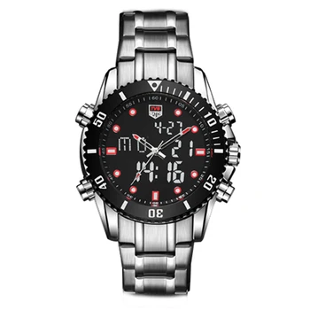 Homens Luxo Relógios De Homens De Esportes Militares Relógios De Aço Inoxidável Dual Display De Quartzo Relógios De Pulso De Moda Impermeável Relógios De Mergulho 1