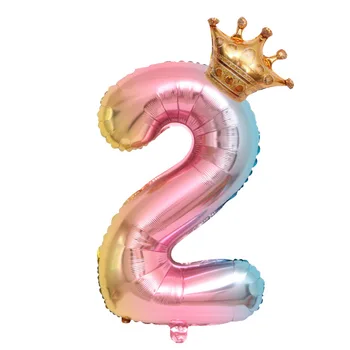 32polegadas Grande Folha de Aniversário, Balões de Hélio Coroa Número de Balão 0-9 Feliz Aniversário, Festa de Casamento Decoração 2
