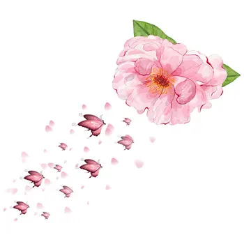NOVO DIY Adesivo de Parede Feminino Coração cor-de-Rosa Aquarela Flores Borboleta Quarto Meninas do jardim de Infância do Hotel Fundo a Decoração Home 1