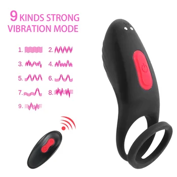 Brinquedos sexuais para os Homens, Casais Produtos para Adultos de Controle Remoto de Vibração Galo Anel de Sexo Anel Cockring Anel peniano 9 velocidades 2