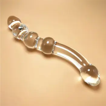 Vibrador de vidro Artificial do Pênis de Cristal Bead Anal Plug anal Massagem de Próstata Masturbar Brinquedo do Sexo para Adultos 2
