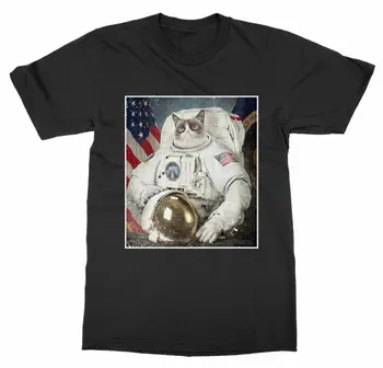 Engraçado Gatinho Gatinho de Estimação Astronauta de Transporte do Explorador de Espaço T-Shirt de Verão do Algodão de Manga Curta-O-Pescoço dos Homens T-Shirt Nova S-3XL 1
