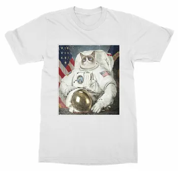 Engraçado Gatinho Gatinho de Estimação Astronauta de Transporte do Explorador de Espaço T-Shirt de Verão do Algodão de Manga Curta-O-Pescoço dos Homens T-Shirt Nova S-3XL 2