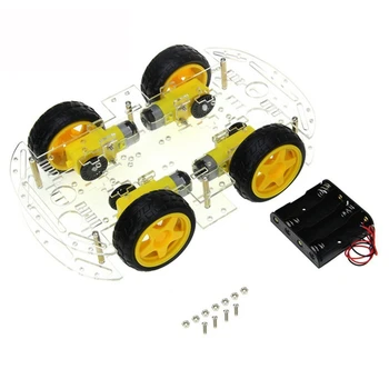 DIY Robô Inteligente Chassis do Carro Kit Para Arduino Unidade de Controlador de Placa do Motor Deslizante da Velocidade do Encoder, 4 Rodas E Caixa de Bateria 1