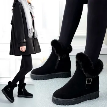 Botas De Neve De Senhoras Sapatos De Mulher Botas De Inverno 2021 Quente Luxuoso Da Pele Sapatos De Inverno Mulheres Ankle Boots Com Zíper Mulheres Sapatos Botas Mujer 1