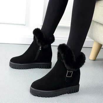 Botas De Neve De Senhoras Sapatos De Mulher Botas De Inverno 2021 Quente Luxuoso Da Pele Sapatos De Inverno Mulheres Ankle Boots Com Zíper Mulheres Sapatos Botas Mujer 2