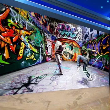 Grande dança da juventude hip-hop, graffiti pano de fundo papel de parede sala quarto mural tamanho personalizado 1