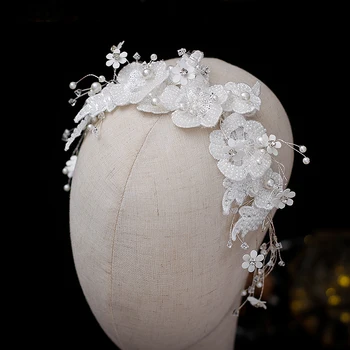 Nova flor esferas de cabeça de Noiva Requintado Frisado Pétala Definida nupcial tiara estilo de cabelo bandas de Acessórios do Casamento 2
