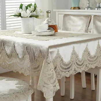 A europa de luxo bordado toalha de mesa mesa mesa de jantar com tampa de mesa de renda pano Grosso veludo ouro retro casa tecido cadeira coberta 1