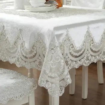 A europa de luxo bordado toalha de mesa mesa mesa de jantar com tampa de mesa de renda pano Grosso veludo ouro retro casa tecido cadeira coberta 2