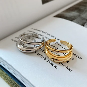 Besimpol Real 925 Prata Esterlina de anilhas Abertas de Estilo francês de Luxo Dupla Camada de Anéis para as Mulheres de Moda Exclusivo de Jóias Finas Presentes 2