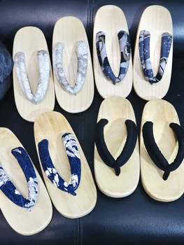 Japonês de Madeira Geta Cosplay Sapatos de Verão, Chinelos de quarto dos Homens de Tamancos de Madeira Sapatos 2021 Preto Respirável de Espessura Inferior a Plataforma Sandálias 1