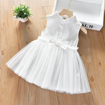 As Meninas De Vestido Branco Lace Vestido De Princesa Moda Bebê Colete De Gaze Vestidos Casuais De Verão, As Meninas De Vestido De Flor Vestidos De Crianças De 1-12 Anos 1