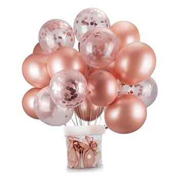 De 18 polegadas de ouro de rosa do balão transparente conjunto de lantejoulas de látex balão combinação de casamento decoração festa de aniversário de balão 1