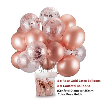De 18 polegadas de ouro de rosa do balão transparente conjunto de lantejoulas de látex balão combinação de casamento decoração festa de aniversário de balão 2