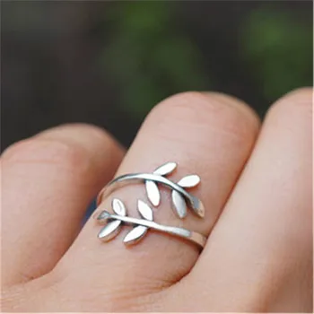 Moda quente Ajustável Anéis de Cor de Ouro e Prata Banhado a Wishful Flor Folhas e Ramos Anéis de Dedo Para as Mulheres da Jóia do Casamento 1
