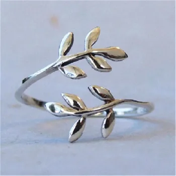Moda quente Ajustável Anéis de Cor de Ouro e Prata Banhado a Wishful Flor Folhas e Ramos Anéis de Dedo Para as Mulheres da Jóia do Casamento 2