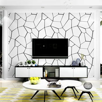 Moderno e simples, a preto e branco não-tecido sala de estar, quarto, sala de jantar, de televisão e cinema o papel de parede de Estilo Nórdico TV 1