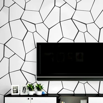 Moderno e simples, a preto e branco não-tecido sala de estar, quarto, sala de jantar, de televisão e cinema o papel de parede de Estilo Nórdico TV 2