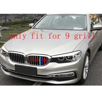 3D M Carro da Frente da Grelha de Tiras de Guarnição Tampa do Grill Adesivo para o Novo BMW Série 5 G30 G31 G38 530i 540i 520d 530d 2017 2018 9 Grades 2