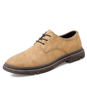 Primavera Novo de Alta Qualidade em Couro Genuíno Sapatos Britânico tendência de negócios sapatos masculinos lace-up Flats Moda Casual Sapatos de Trabalho 1