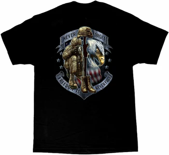 A Liberdade Nunca É Gratuita. O Design criativo do Exército dos EUA Nunca se Esqueça de T-Shirt. Verão do Algodão de Manga Curta-O-Pescoço dos Homens T-Shirt Nova S-3XL 1
