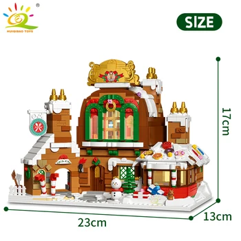HUIQIBAO 1481PCS a Neve do Inverno a Casa Modelo Micro Blocos de Construção de Mini Diamond City Amigo Tijolos Conjunto de Crianças Brinquedos para Crianças Jogo de Menina 2