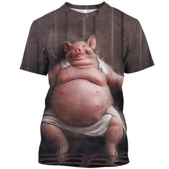 2023 Engraçada do Porco Homens T-shirt Impressos em 3d Animal de Padrão masculino de manga Curta Tees Original Bonito Feroz Tops, T-Shirts Roupas 5xl 1