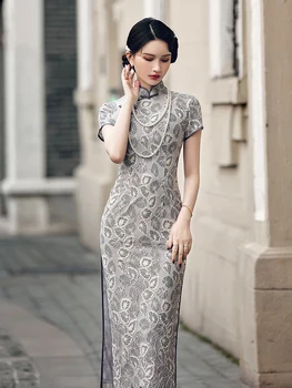 Chinês Vestido Qipao Laço Hanfu Cheongsam Vestidos de Noite Chinês de Estilo Retro Tang Cosplay de Roupas femininas Orientais Vestido 2