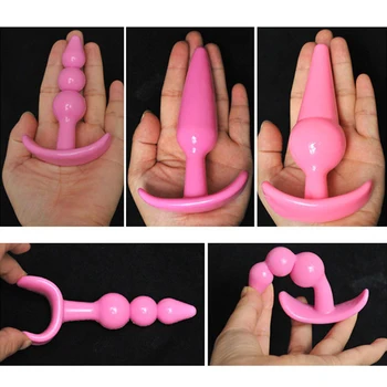 Quente em forma de T Brinquedo do Sexo Anal Plug Flexível de 9,7 cm Estimulante do Adulto Massageador com Grânulos de Design Vaginal Bunda Contas para Homens Feminino 1