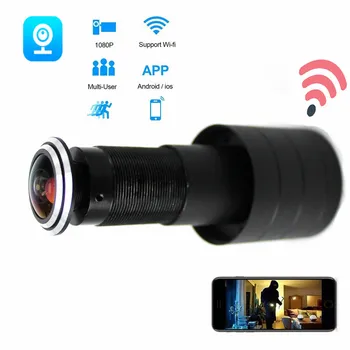 Porta Olho Furo de Segurança de 2mp HD 2.1 mm Lente Grande Angular olho de peixe do CCTV da Rede de Mini olho mágico wi-Fi Câmera P2P para Cartão TF 1
