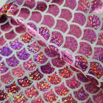 150*50cm Brilhante Elastano Sereia Laser Tecido Impresso Maiô Escala de Peixes de Tecido Elástico para Dançarino Swimwear Dress Costura 2