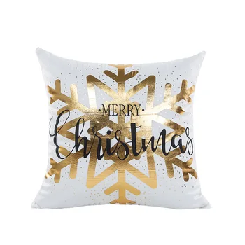 Nova ouro de ano novo decoração sofá capas de almofada sem interior hot stamping padrão de floco de neve almofadas decorativas tampa dez X9 1