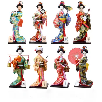 30cm Japonesa Linda Gueixa Figuras de Bonecas com Belo Quimono Casa Nova Decoração do Escritório Miniaturas Presente de Aniversário ZL211