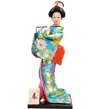 30cm Japonesa Linda Gueixa Figuras de Bonecas com Belo Quimono Casa Nova Decoração do Escritório Miniaturas Presente de Aniversário ZL211 2