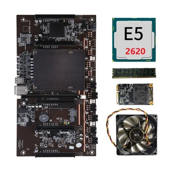 X79 H61 BTC Mineração placa-Mãe 5X PCI-E de Suporte 3060 3070 3080 GPU com E5 2620 CPU RECC 4GB de Memória DDR3 de 120G SSD+Ventilador 2