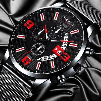 2022 Mens Calendário da Moda, Relógios de Negócio de Malha de Aço Inoxidável Correia de Quartzo Homens Relógio de Pulso Masculino Casual Relógio relógio masculino 1