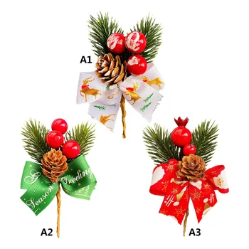 Decoração de natal Artificial Berry Falso Ramos de Flores Brancas Arco 10pcs Enfeite de Árvore de Natal Planta Simulada 2