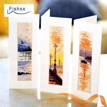 Fishxx Ponto de Cruz, Kit de estilo Europeu revista série Cross221-3 três marcadores de plástico bordado em pano de paisagem padrão