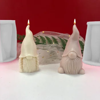3D sem Rosto de Papai Noel Vela do Molde de Silicone Novo DIY de Natal da Série Casa Ornamentos Molde de Silicone para Perfumado Vela Fazendo