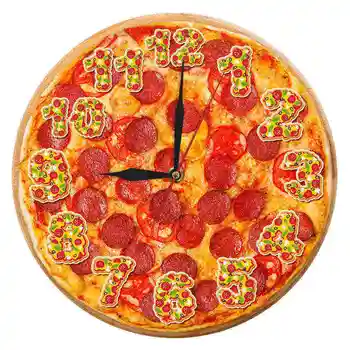 Loja De Pizza Decorativo De Parede Relógio De Pizza Comida Moderna Impresso Acrílico De Parede Relógio De Restaurante, Sala De Jantar Decoração 1